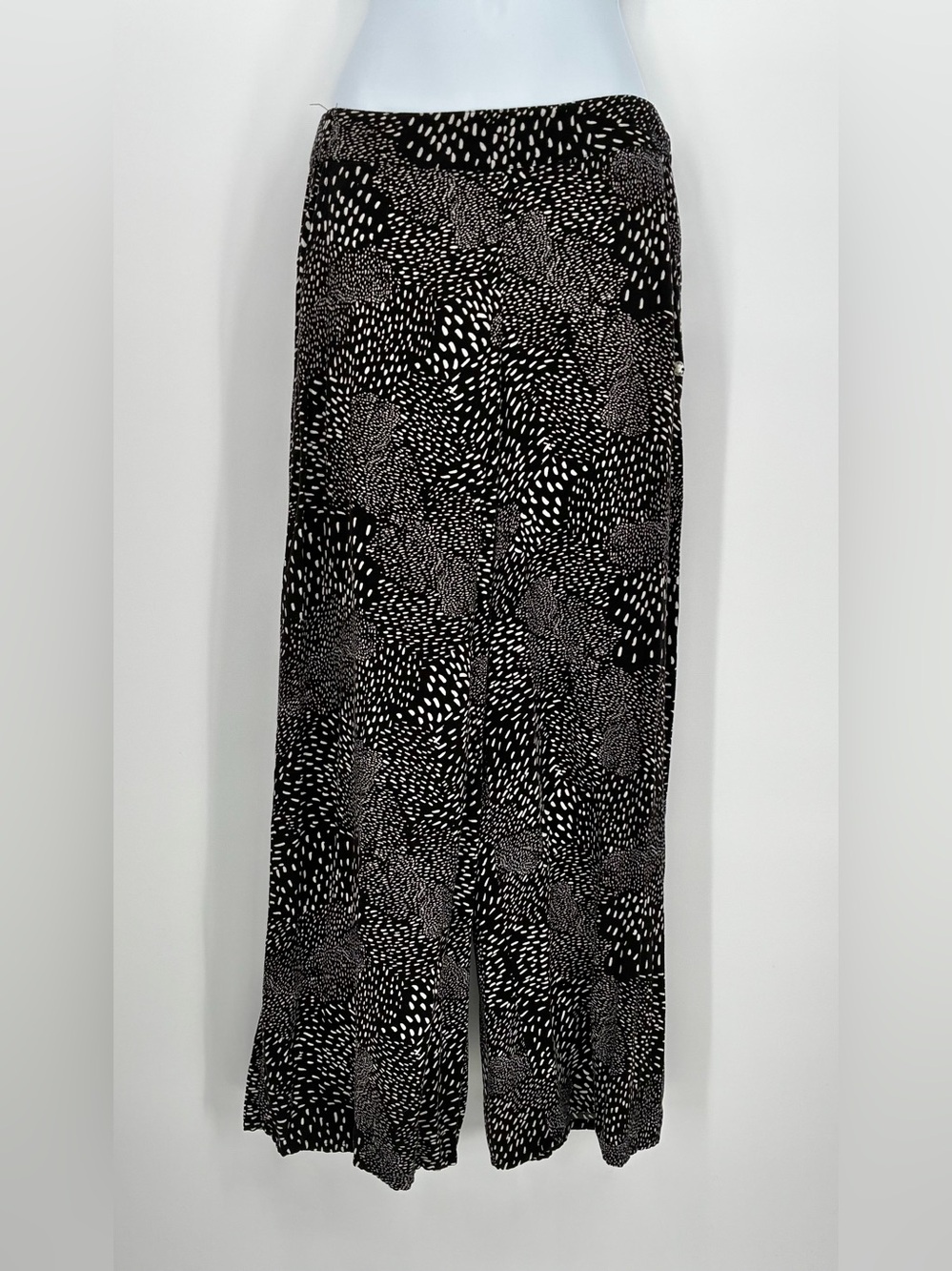 Roxy Black & White Abstract Dot Print Wide Leg Beach Pants S